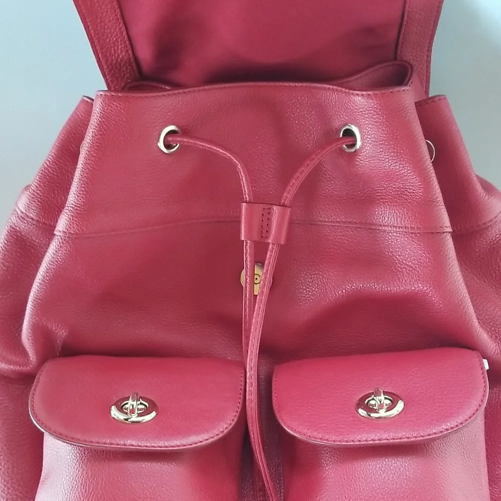 Coach Billie Leather Backpack in Classic Red
